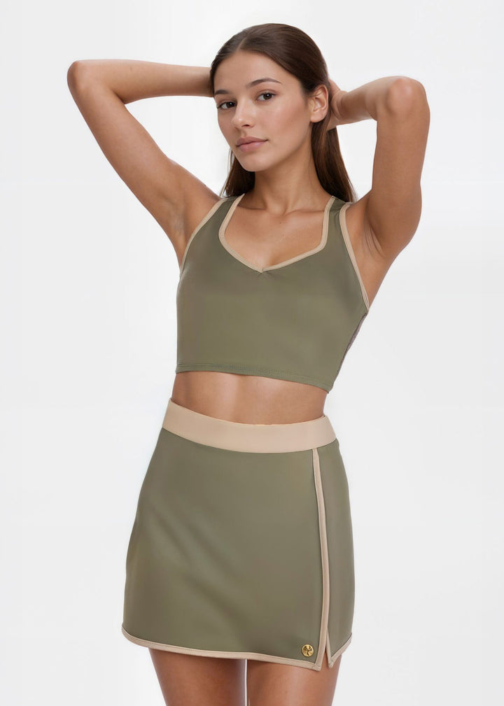 Contrast Cropped Sports Bra Made in USA