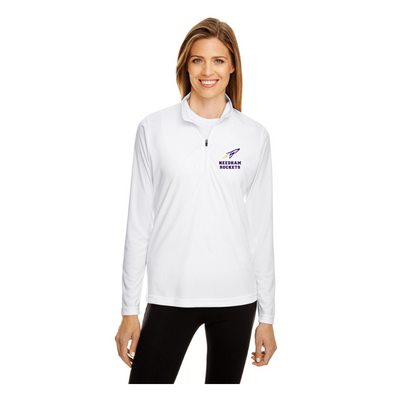 Needham HS Boosters - Chaqueta de alto rendimiento para mujer con cremallera de un cuarto (LST357)