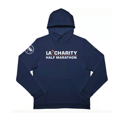 Media Maratón Benéfica del Equipo TMF / Los Ángeles - Sudadera con capucha unisex de felpa francesa ASICS, color azul marino (2031A617-051) (LA26-21, TMF-06)