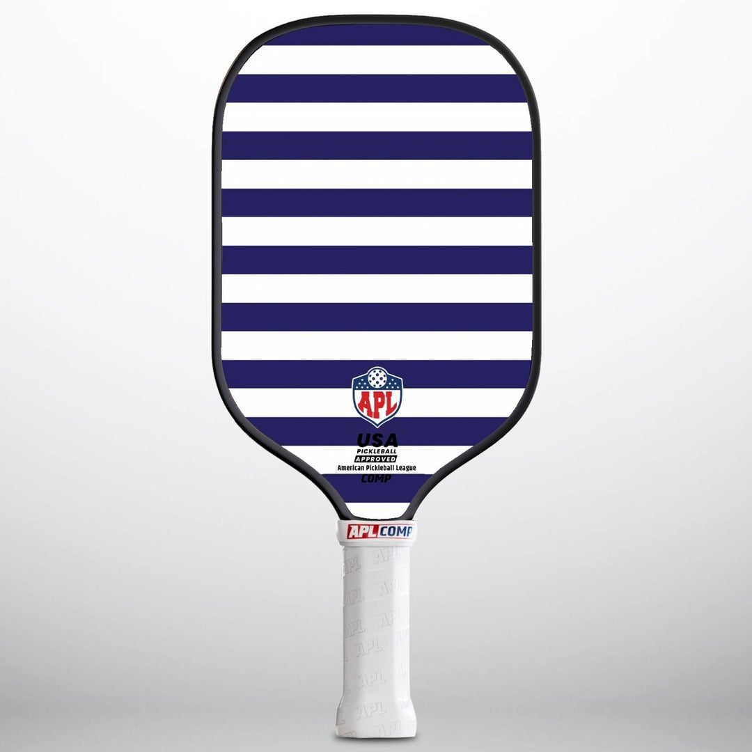 APL - White Blue Lines Pickleball Paddle | 16mm Carbon Fiber | Best Pickleball Paddles | American Pickleball League