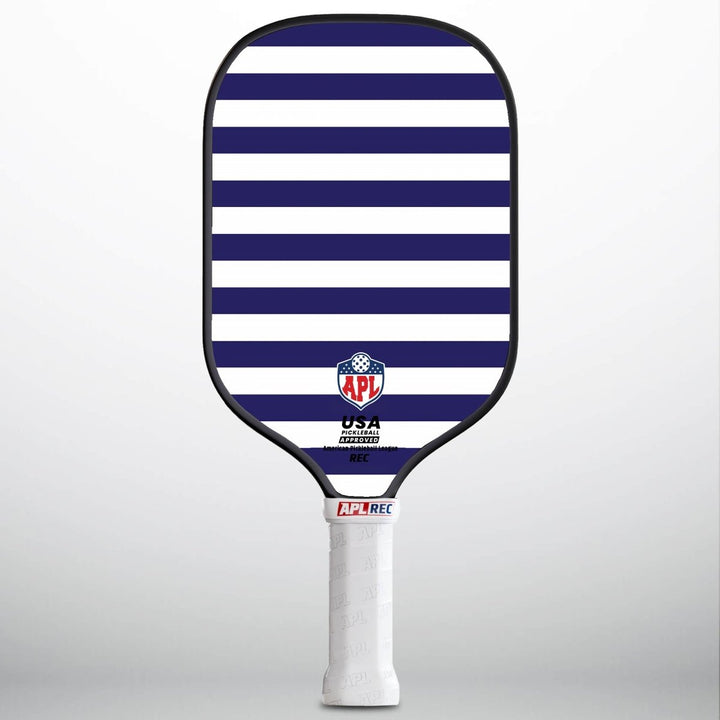 APL - White Blue Lines Pickleball Paddle | 16mm Carbon Fiber | Best Pickleball Paddles | American Pickleball League