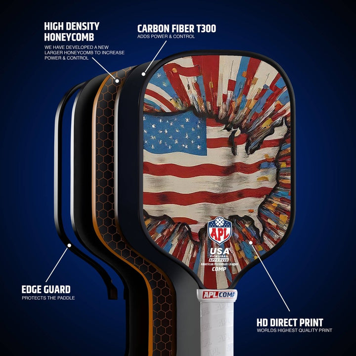 APL - US Map Pickleball Paddle | 16mm Carbon Fiber | Best Pickleball Paddles | American Pickleball League