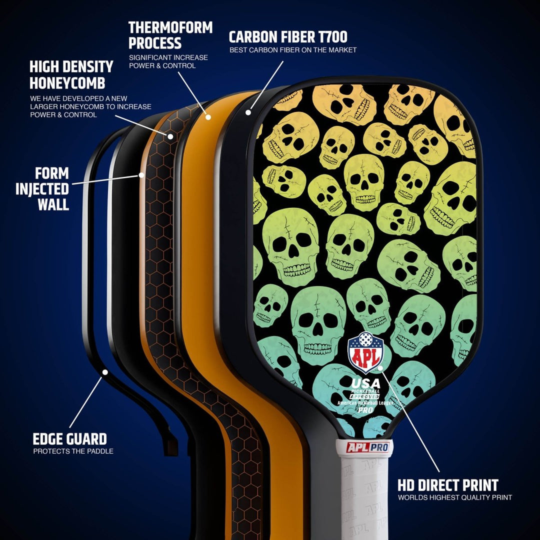 APL - Skulls Pickleball Paddle | 16mm Carbon Fiber | Best Pickleball Paddles | American Pickleball League