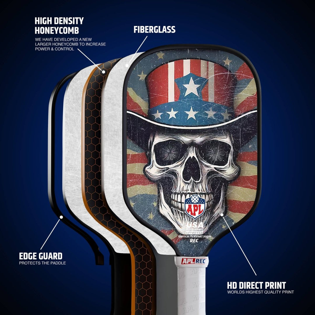 APL - Skulls Hat Pickleball Paddle | 16mm Carbon Fiber | Best Pickleball Paddles | American Pickleball League