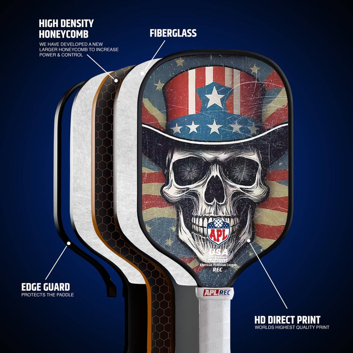 APL - Skulls Hat Pickleball Paddle | 16mm Carbon Fiber | Best Pickleball Paddles | American Pickleball League