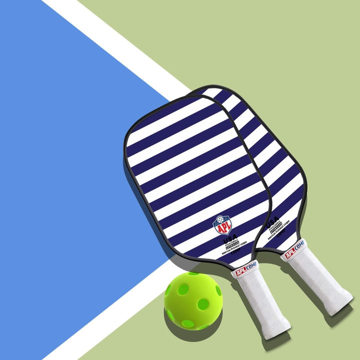 APL - White Blue Lines Pickleball Paddle | 16mm Carbon Fiber | Best Pickleball Paddles | American Pickleball League