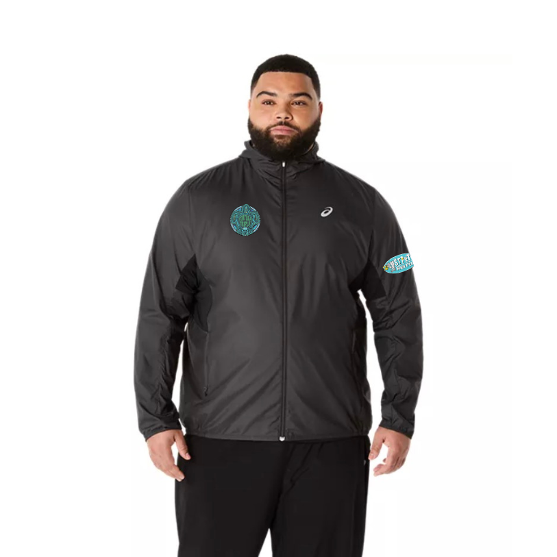Chaqueta ASICS Silver para hombre, color negro, St. Pete Run Fest - Tortuga Challenge (2011D235)