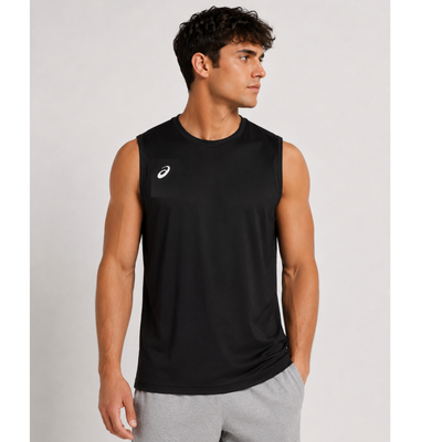 ASICS Circuit II - Camiseta sin mangas para hombre, color negro (2161A063)