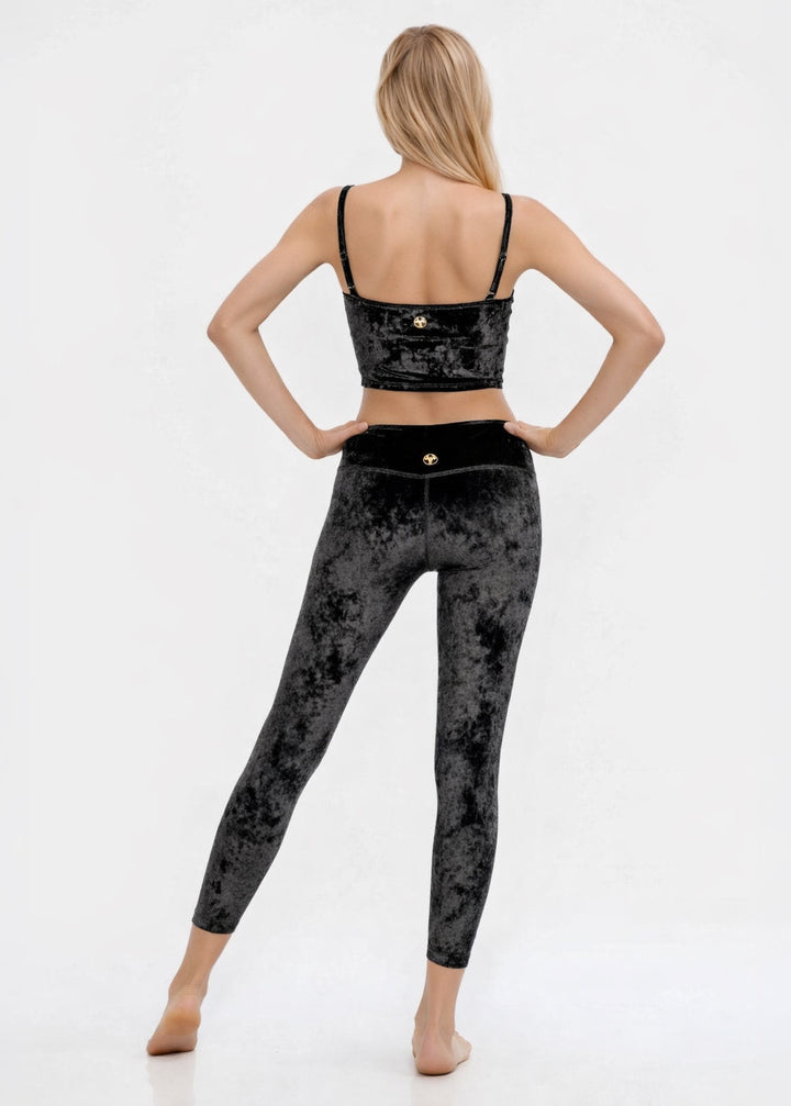 Velvet Shirred Crop Top Made in USA