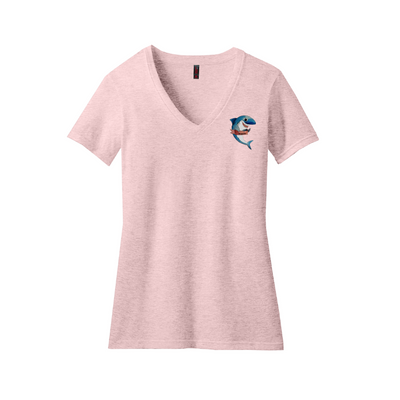 Escuela Primaria Mullen-Hall - Camiseta de manga corta con cuello en V para mujer (DM1190L)