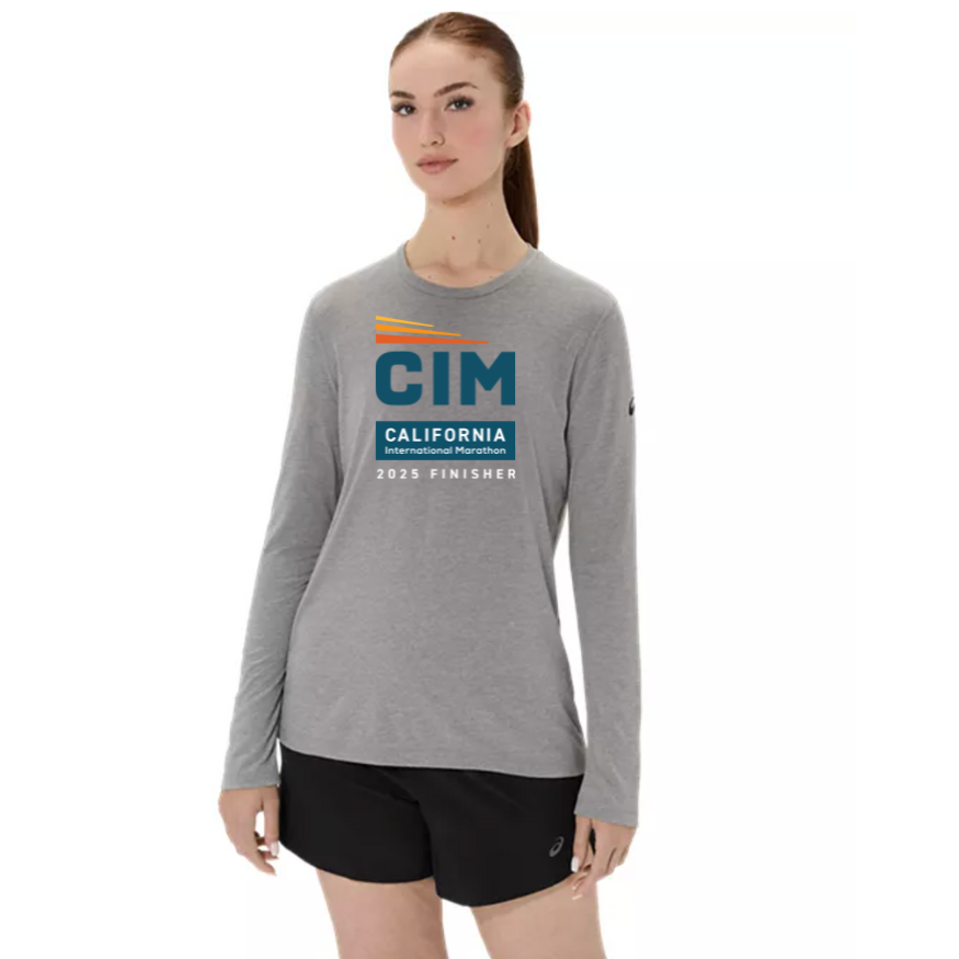 2025 California International Marathon Official Finisher - ASICS Women's PR Long Sleeve Triblend Tee Grey (2012D305) (CIM-01)