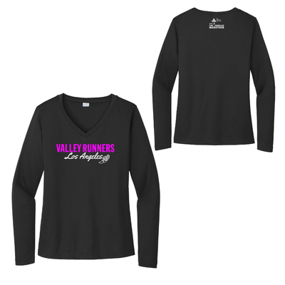 Valley Runners LA x Maratón de Los Ángeles - Camiseta deportiva de manga larga para mujer (LST353LS)