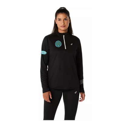 St Pete Run Fest - Tortuga Challenge ASICS Icon - Media cremallera para mujer, color negro (2012D175)