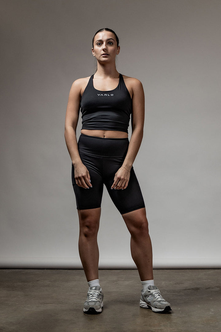Women's SOHO Cross Back Crop Tank (Black)