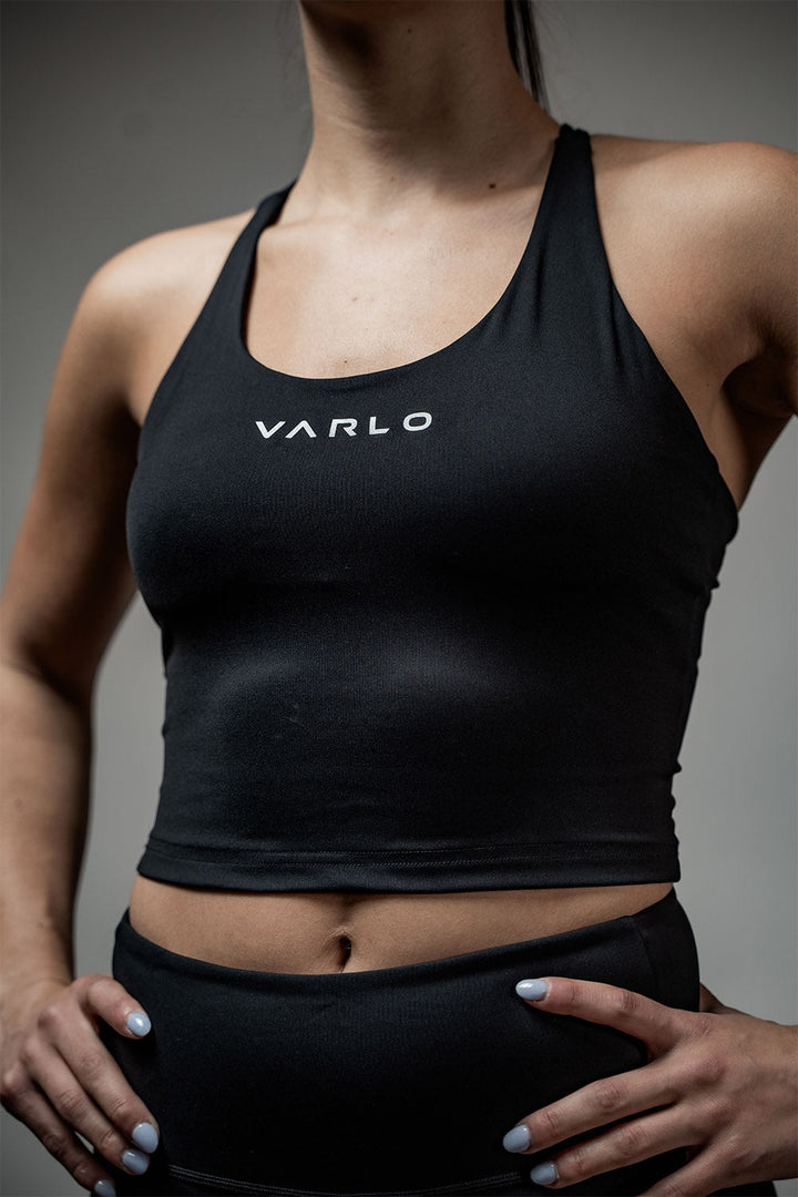 Women's SOHO Cross Back Crop Tank (Black)
