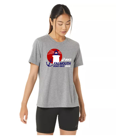 Camiseta oficial de carrera para mujer Asics Falmouth Road Race 2024 (1011438967-020) FRR34 (POS) 