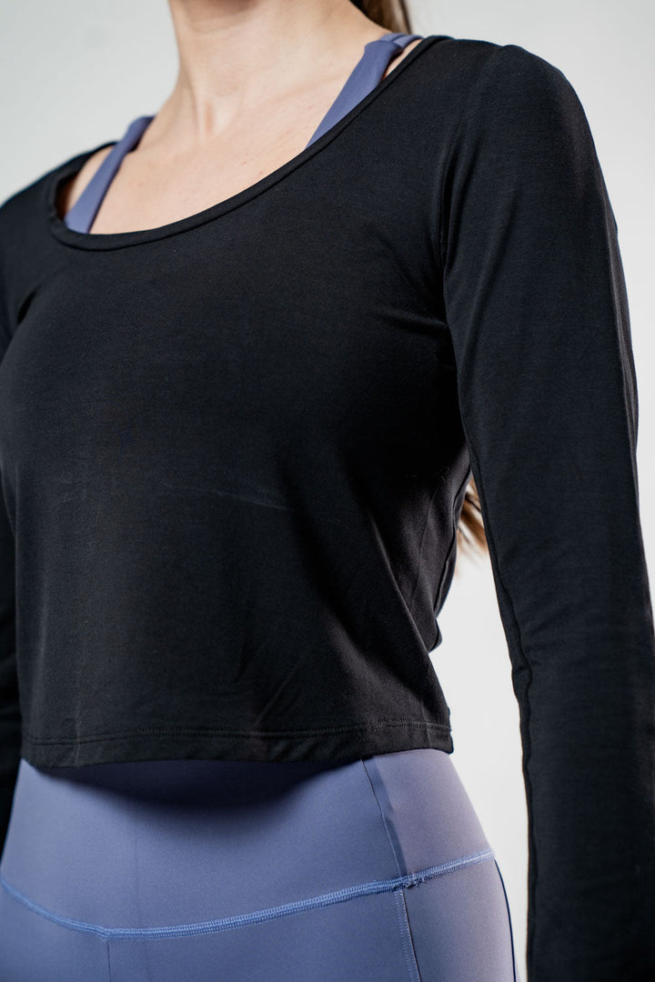 Women's Terra Recovery Arc Long Sleeve Crop (Black)
