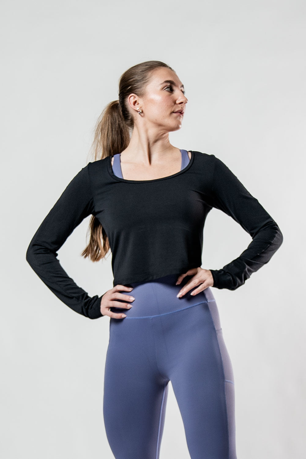 Women's Terra Recovery Arc Long Sleeve Crop (Black)