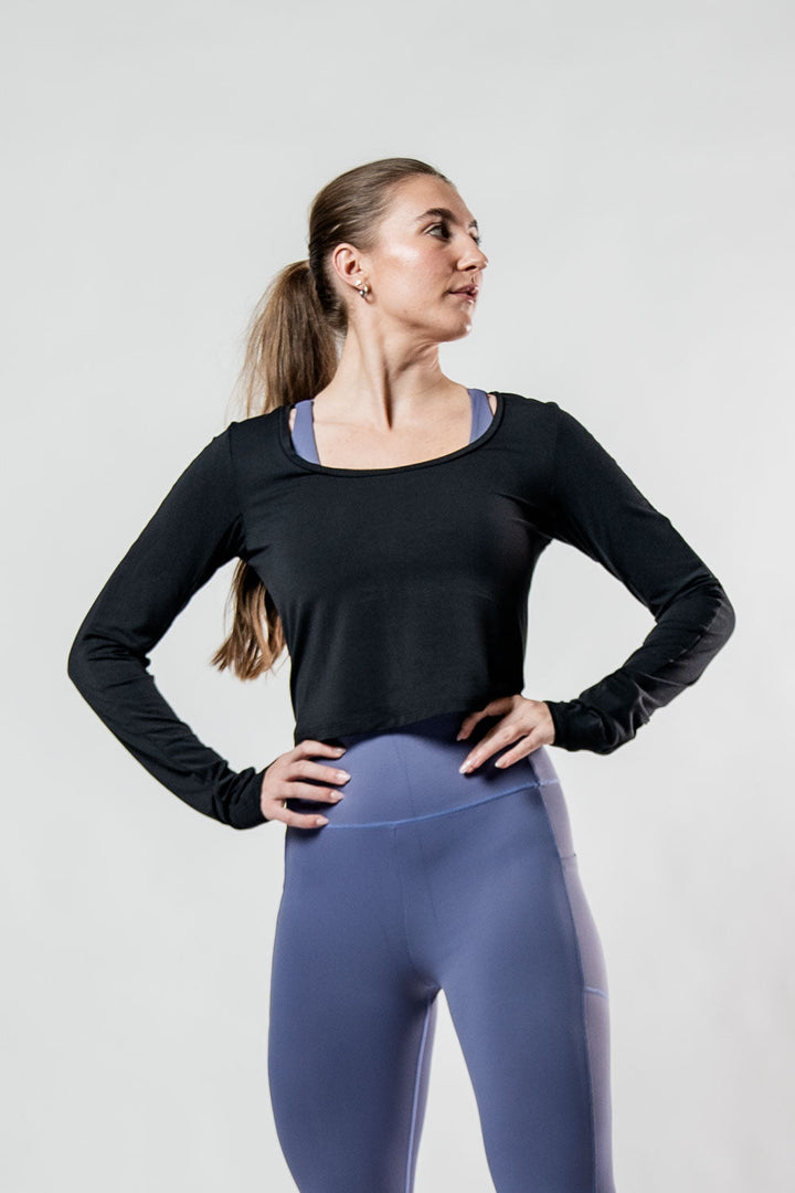 Women's Terra Recovery Arc Long Sleeve Crop (Black)