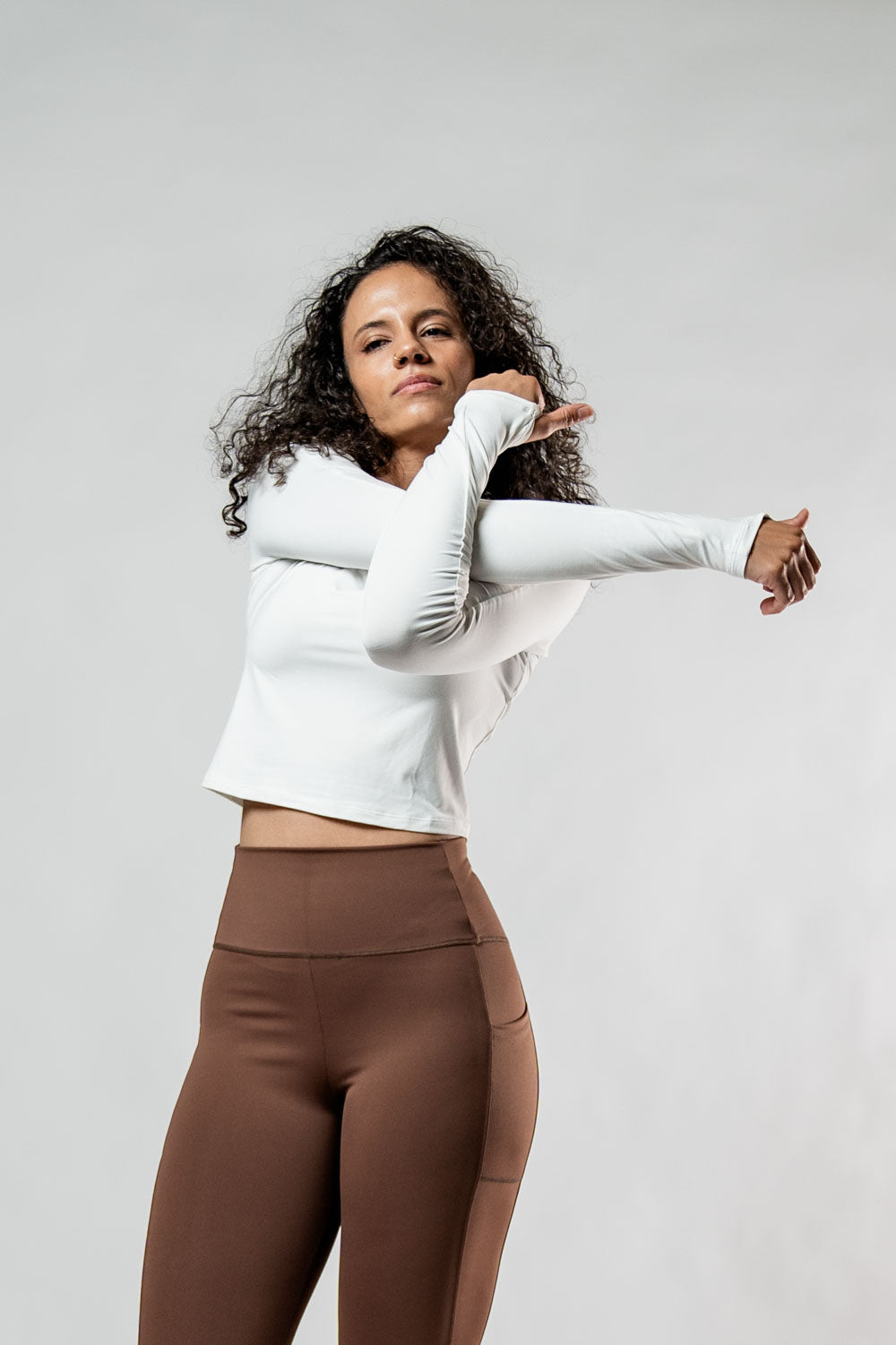 Women's Terra Recovery Arc Long Sleeve Crop (White)