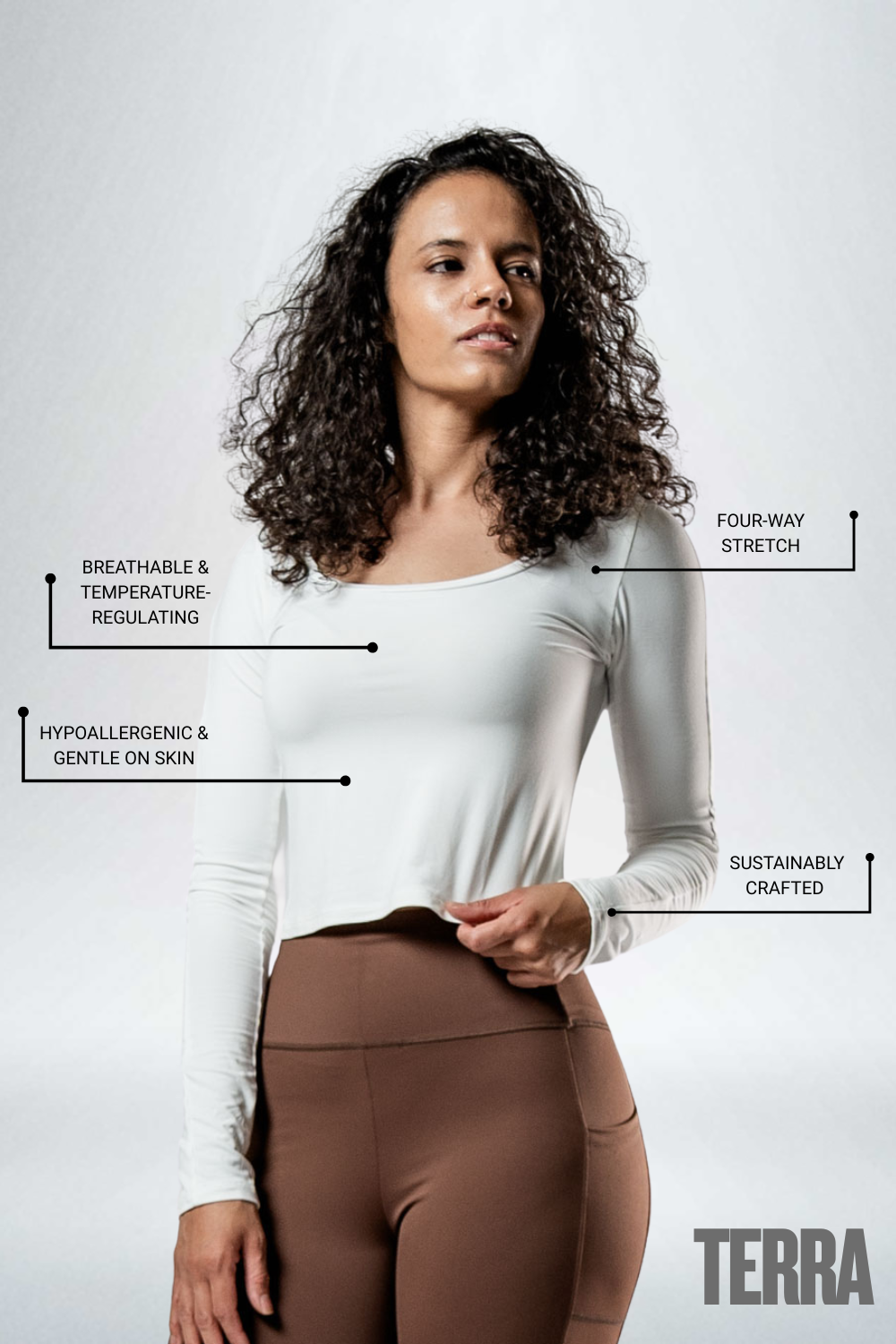 Women's Terra Recovery Arc Long Sleeve Crop (White)