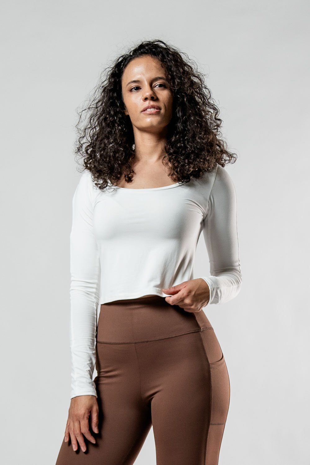 Women's Terra Recovery Arc Long Sleeve Crop (White)