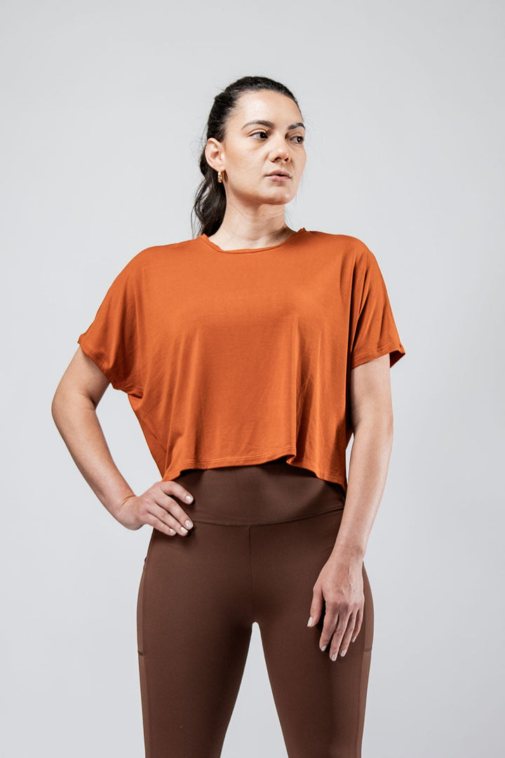 Women's Terra Recovery Drift Crop (Sunfire Clay)