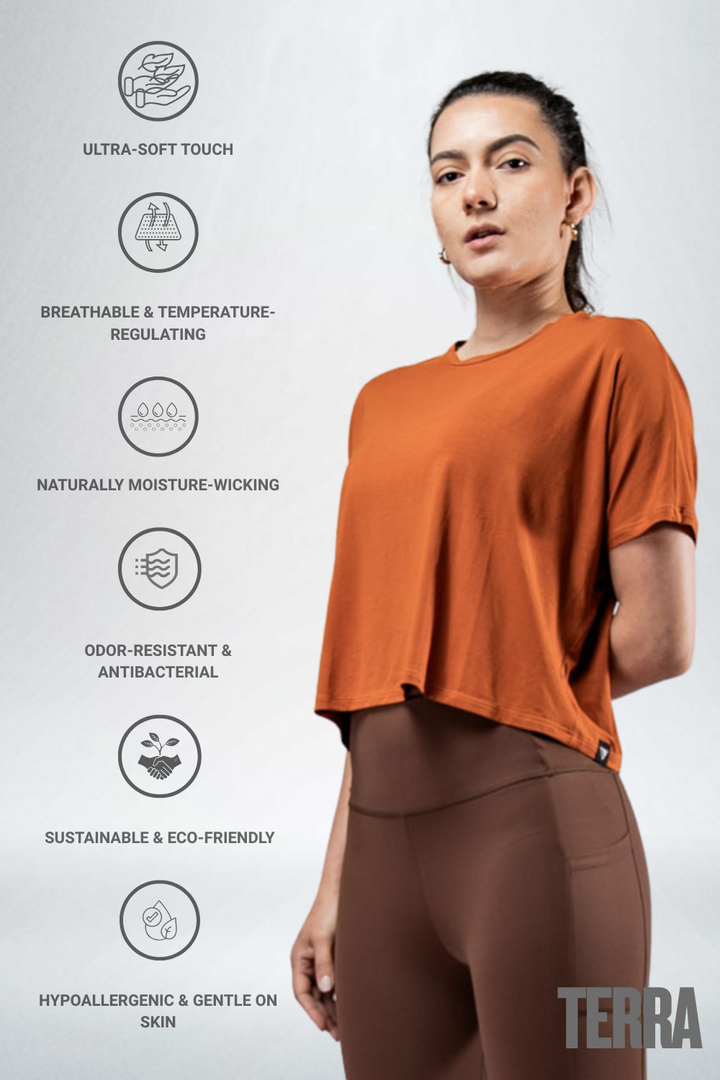 Women's Terra Recovery Drift Crop (Sunfire Clay)