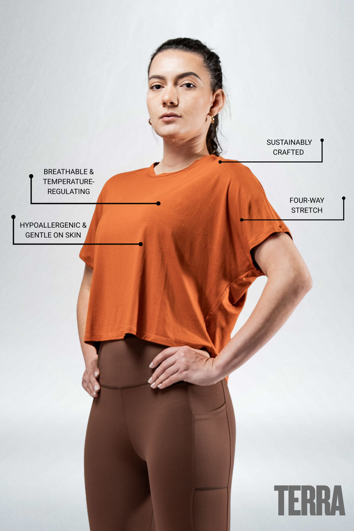 Women's Terra Recovery Drift Crop (Sunfire Clay)