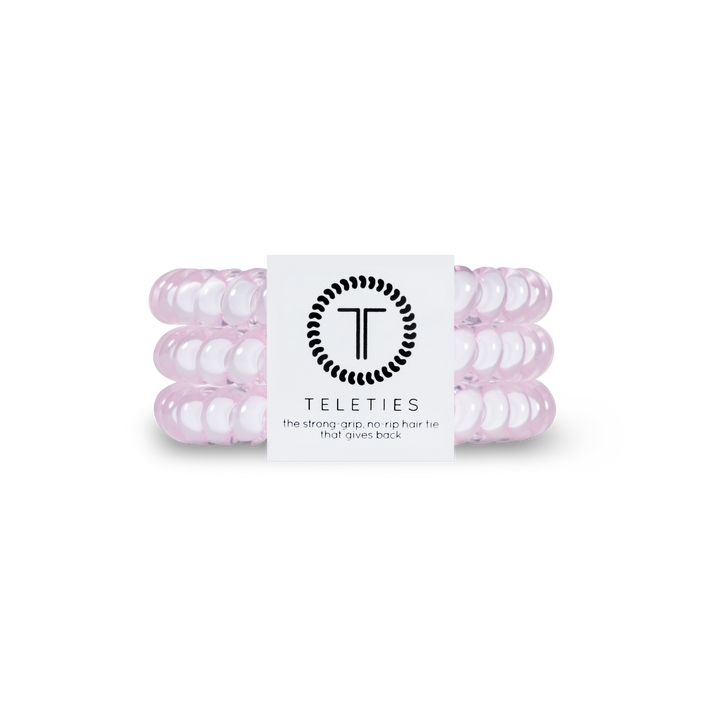 TELETIES - Spiral Hair Coils | Small | Rose Water Pink Hair Ties