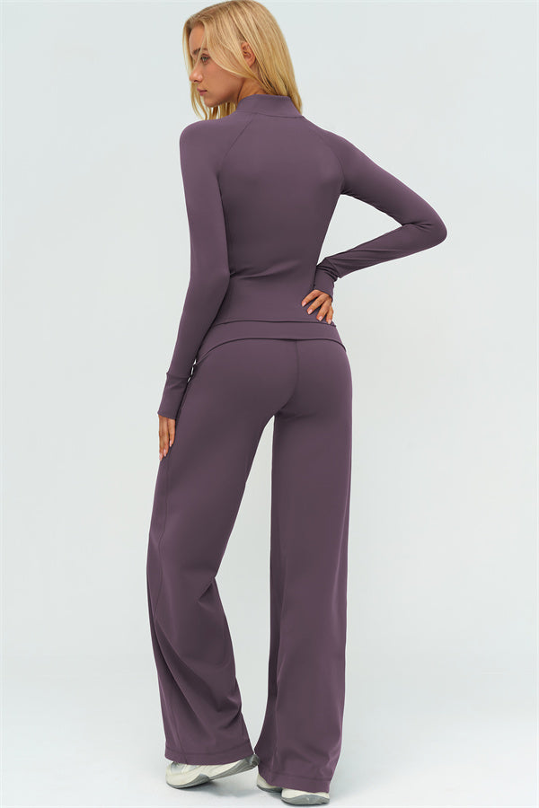 The Twirl Zip Jacket Sports Bra Straight Leg Pants 3-Piece Set