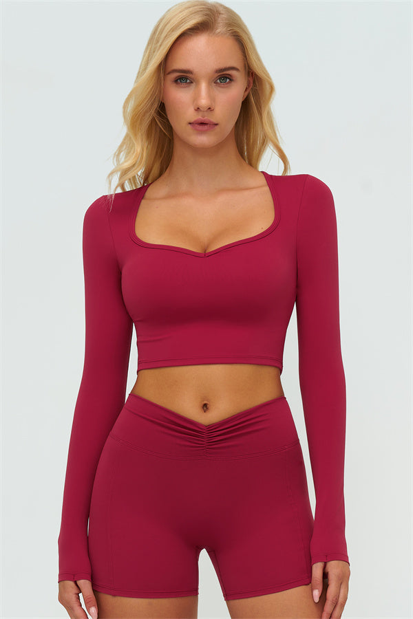 The Lushness Long Sleeve Crop top Shorts 2-Piece Set