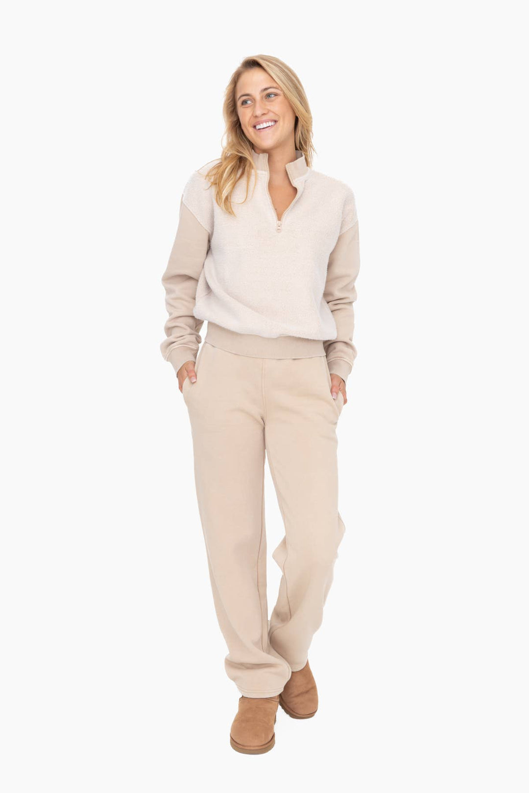 Mono B - Straight Leg Vintage Fleece Lounge Pants Women (KP12076)