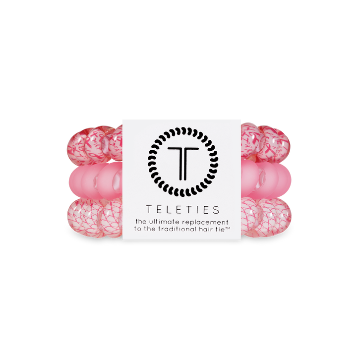 TELETIES - Bobinas para el cabello en espiral | Grandes | Lazos para el cabello rosados ​​y potentes