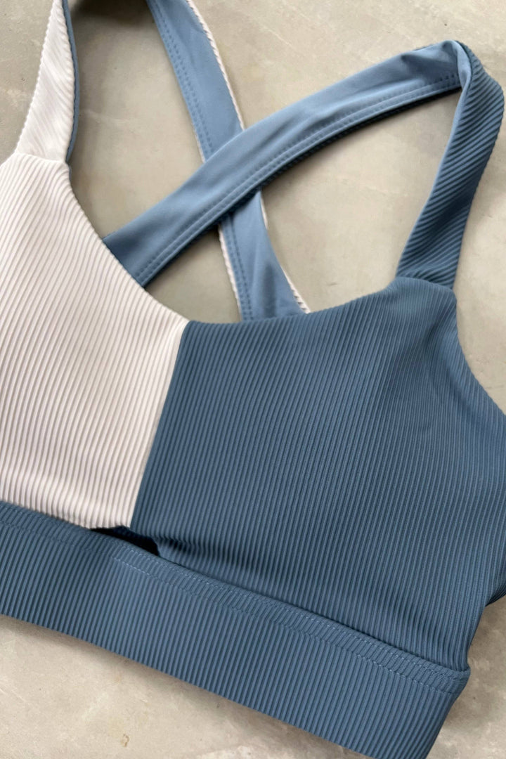 Relay Active - Camryn Run Bra - blue slate/oatmeal WOMEN