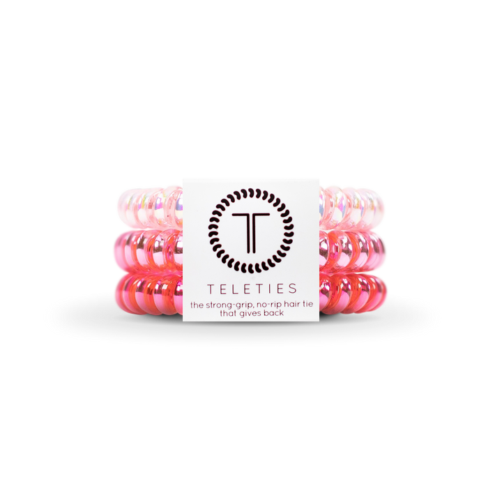 TELETIES - Spiral Hair Coils | Small | Think Pink Hair Ties