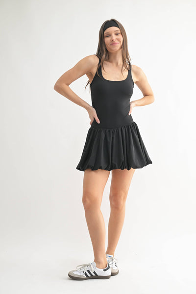 Mono B Luna Bubble Active Mini Dress - Black - WOMEN