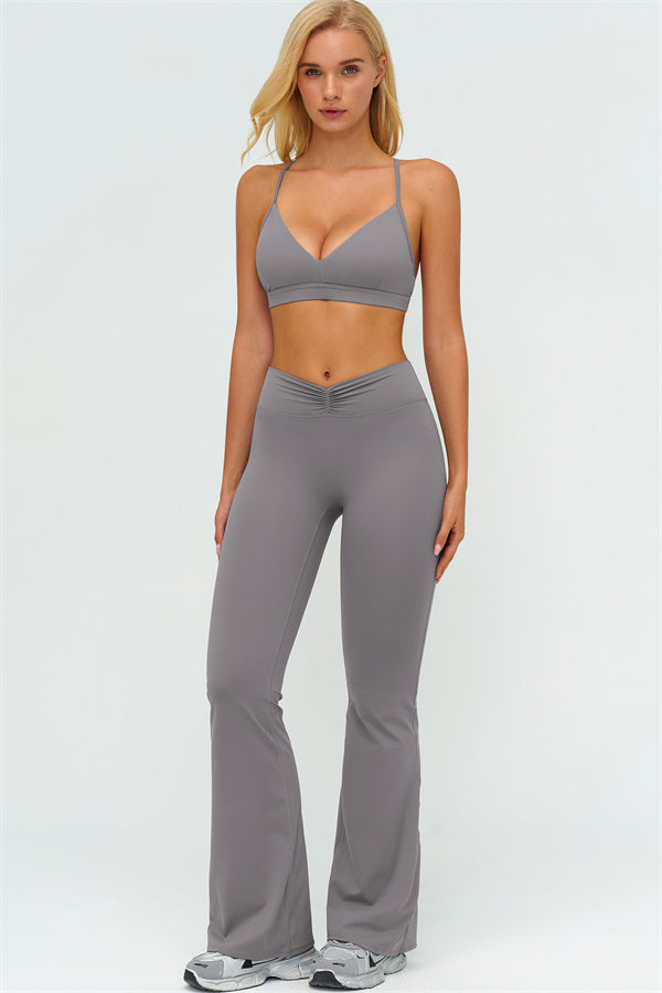 The Lushness Y-Back Sports Bra Flared Leggings 2-Piece Set