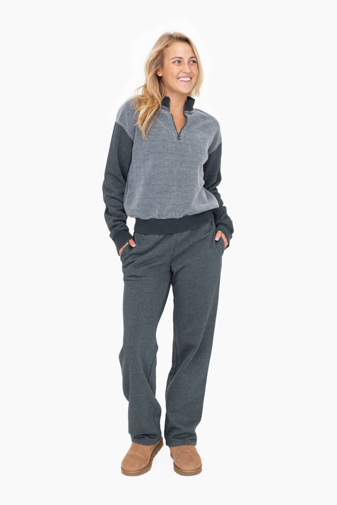 Mono B - Straight Leg Vintage Fleece Lounge Pants Women (KP12076)