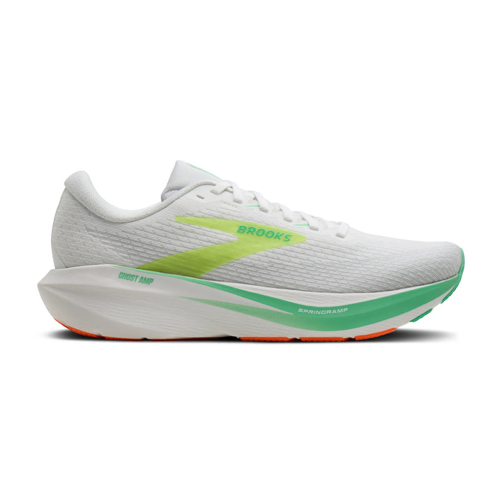Brooks Men's Ghost Amp (Wide) - White/Paradise Green/Nightlife