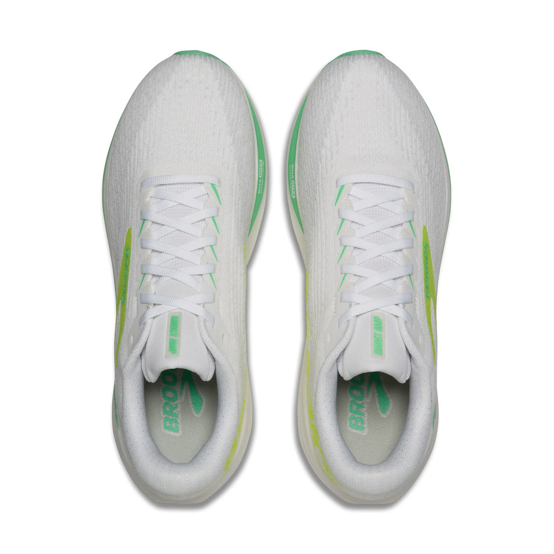 Brooks Men's Ghost Amp (Wide) - White/Paradise Green/Nightlife