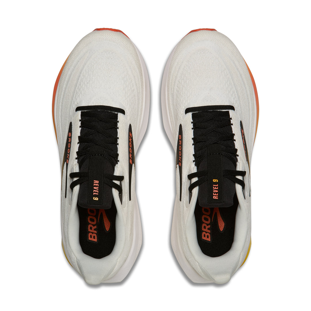 Brooks Men's Revel 9 - White/Orange/Black top