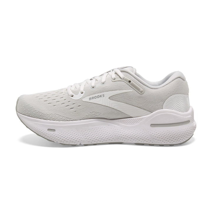 Brooks Womens Ghost Max Wide- White/Oyster/Metallic Silver (1203951D124)