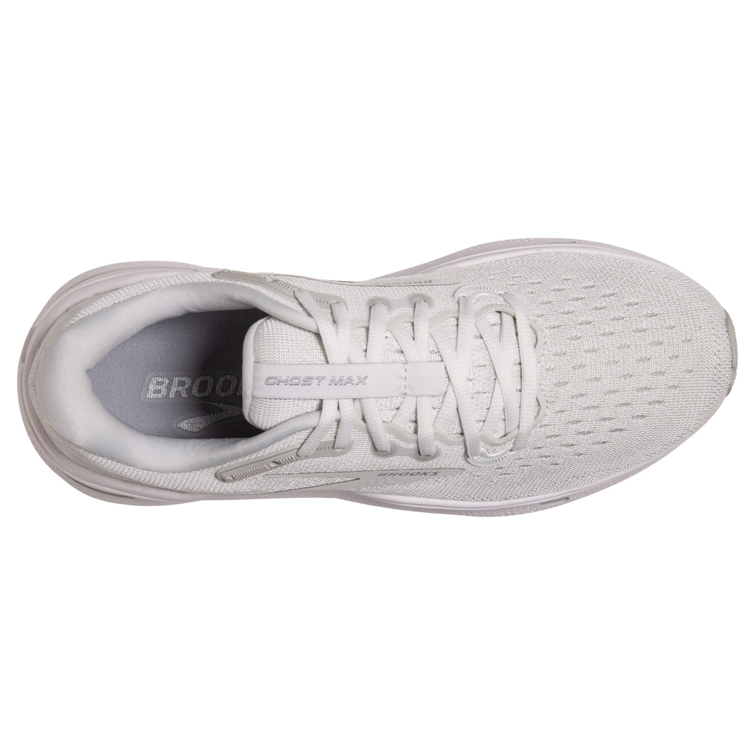 Brooks Womens Ghost Max- White/Oyster/Metallic Silver (1203951B124)