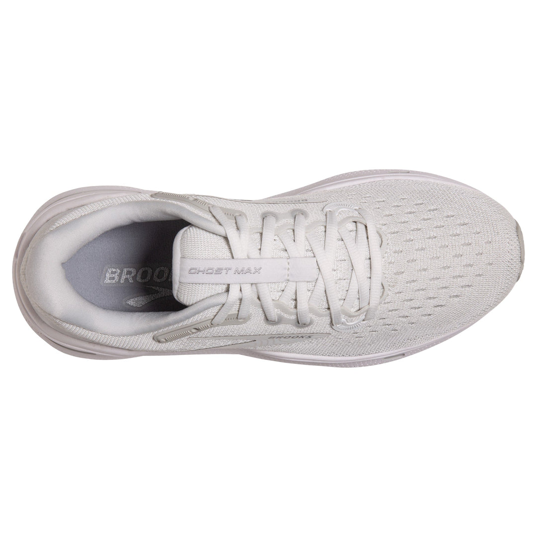 Brooks Womens Ghost Max Wide- White/Oyster/Metallic Silver (1203951D124)