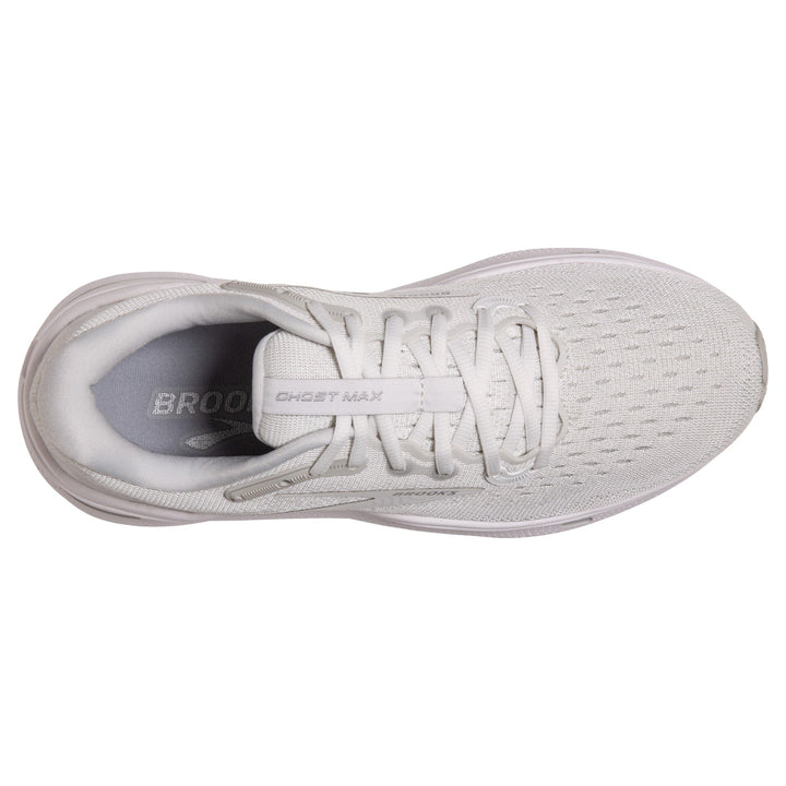 Brooks Womens Ghost Max Wide- White/Oyster/Metallic Silver (1203951D124)