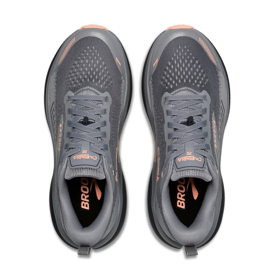 Brooks Women's Cascadia 20 (Wide) - Grey/Grey/Peach