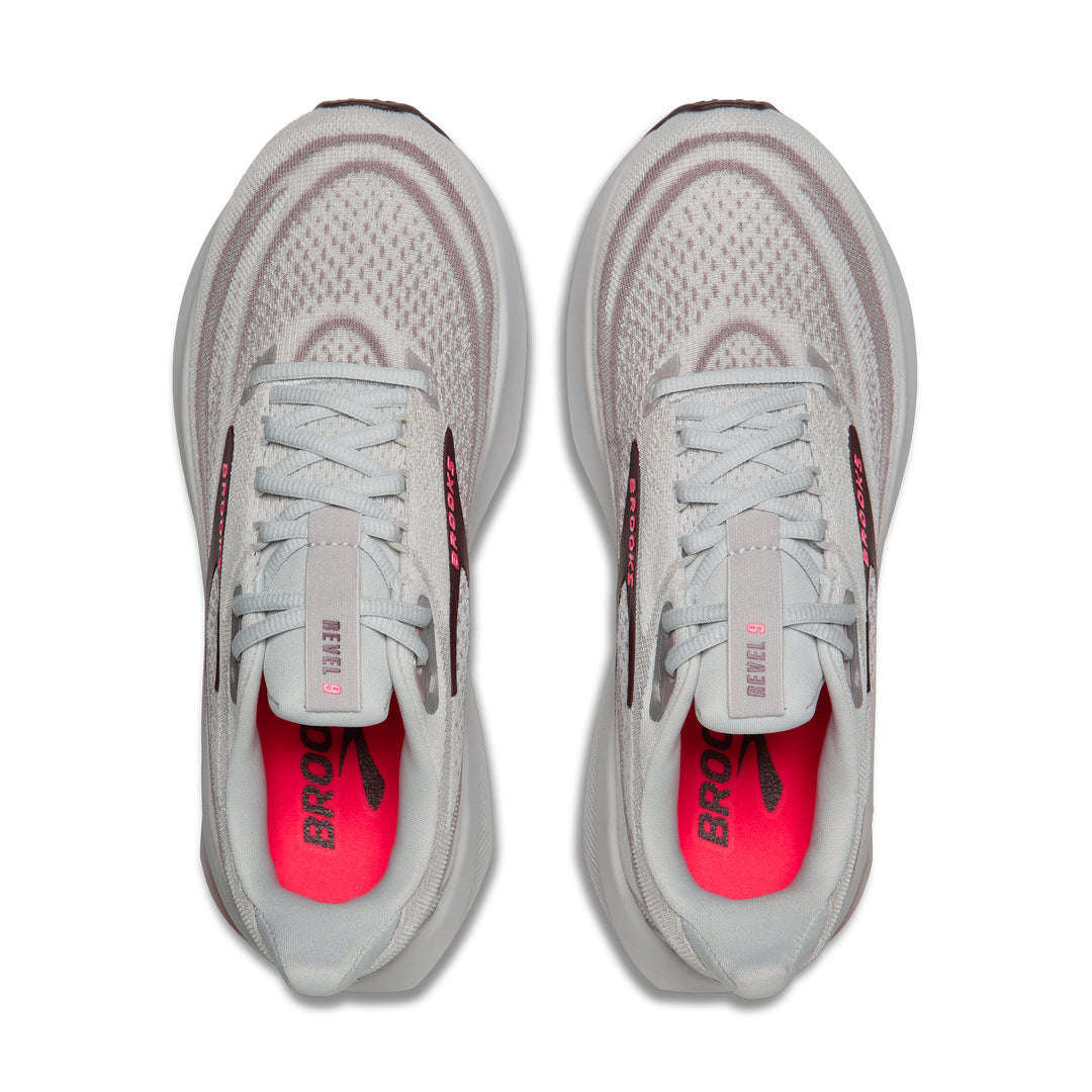Brooks Women's Revel 9 - Grey/Rose/Raisin top