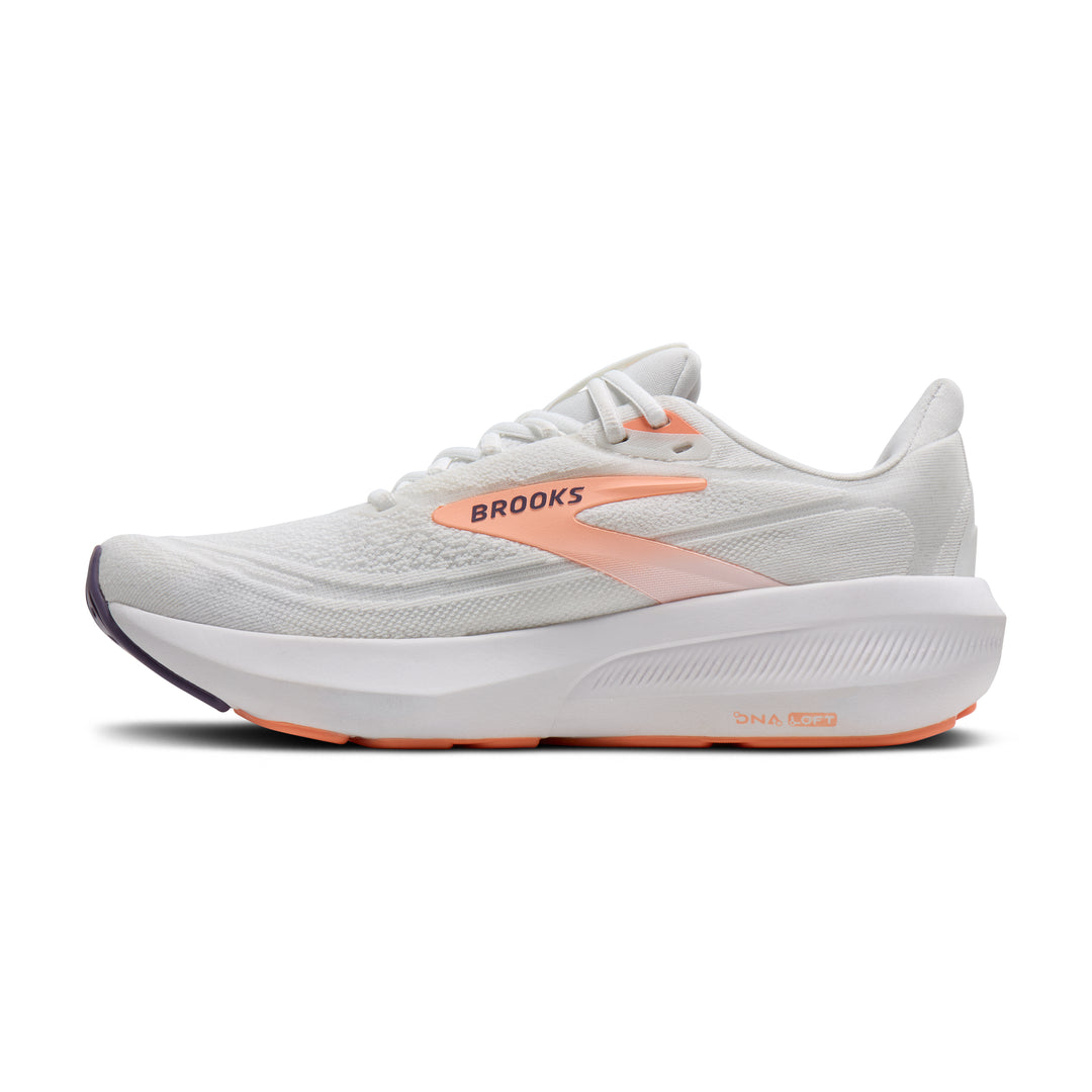 Brooks Women's Revel 9 - White/Cyber Peach/Purple medial