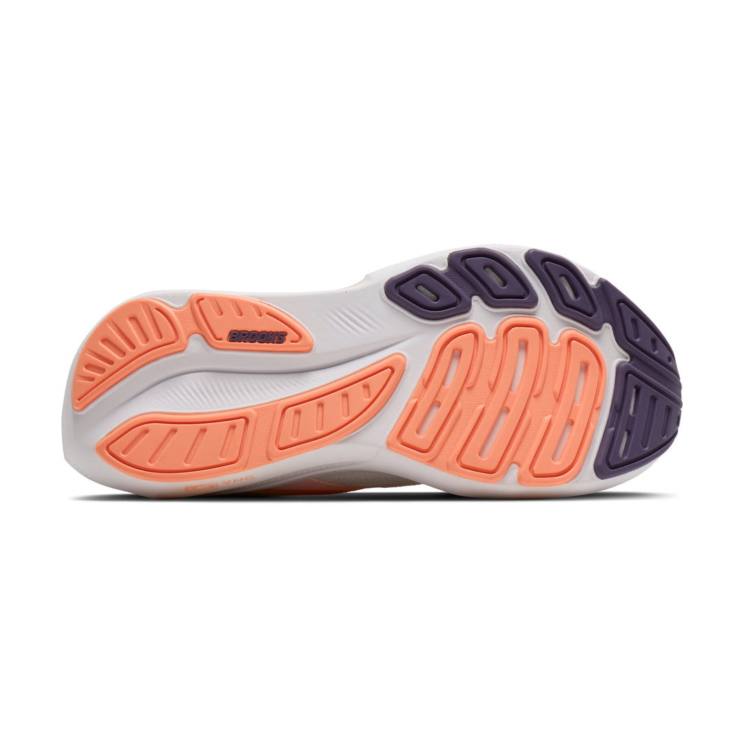 Brooks Women's Revel 9 - White/Cyber Peach/Purple sole